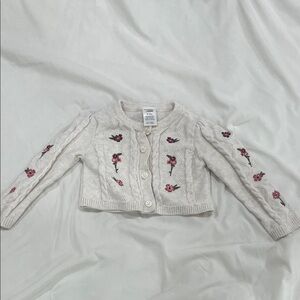 Gymboree Cream Cardigan with Pink Floral Details